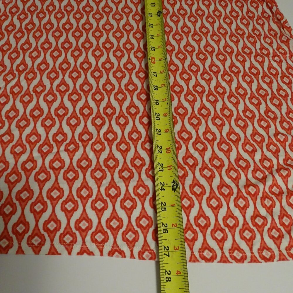 Chicos Women Red White Ikat Swing Tunic Top Size 2 L 12 Casual Scoop Neck - Picture 9 of 10
